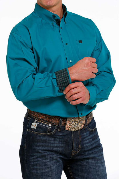 Cinch® Men's Solid Teal Long Sleeve Button Front Western Shirt