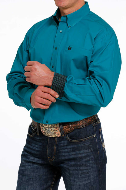 Cinch® Men's Solid Teal Long Sleeve Button Front Western Shirt