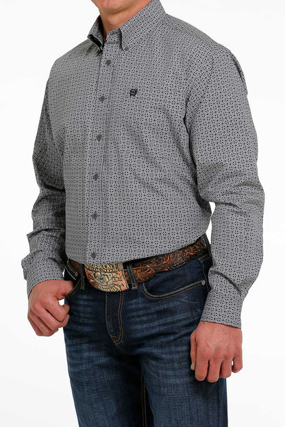 Cinch® Men's Grey Geo Print Long Sleeve Button Front Western Shirt