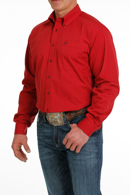 Cinch® Men's Solid Red Pinstripe Long Sleeve Button Front Western Shirt