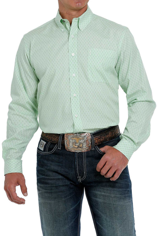 Cinch® Men's Pastel Green Modern Print Long Sleeve Button Front Western Shirt