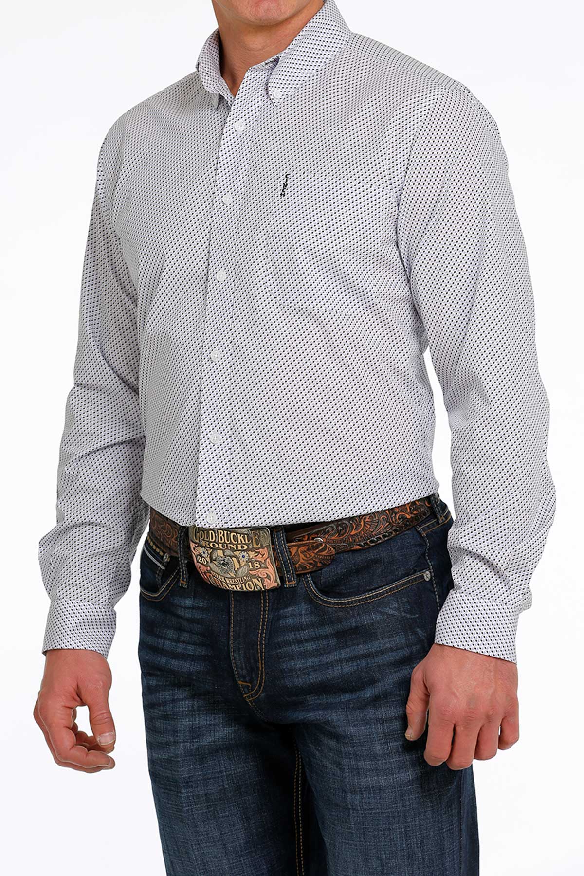 Cinch® Men's White Geo Print Long Sleeve Button Front Western Shirt