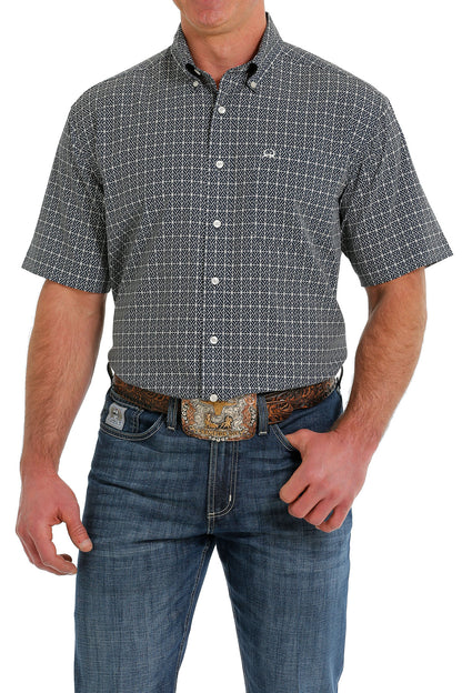 Cinch® Men's Arenaflex Navy Geoprint Short Sleeve Button Front Western Shirt