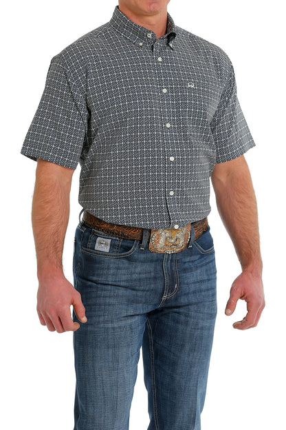 Cinch® Men's Arenaflex Navy Geoprint Short Sleeve Button Front Western Shirt