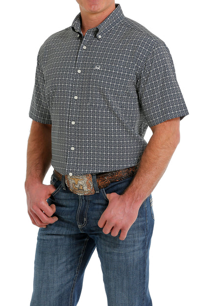 Cinch® Men's Arenaflex Navy Geoprint Short Sleeve Button Front Western Shirt