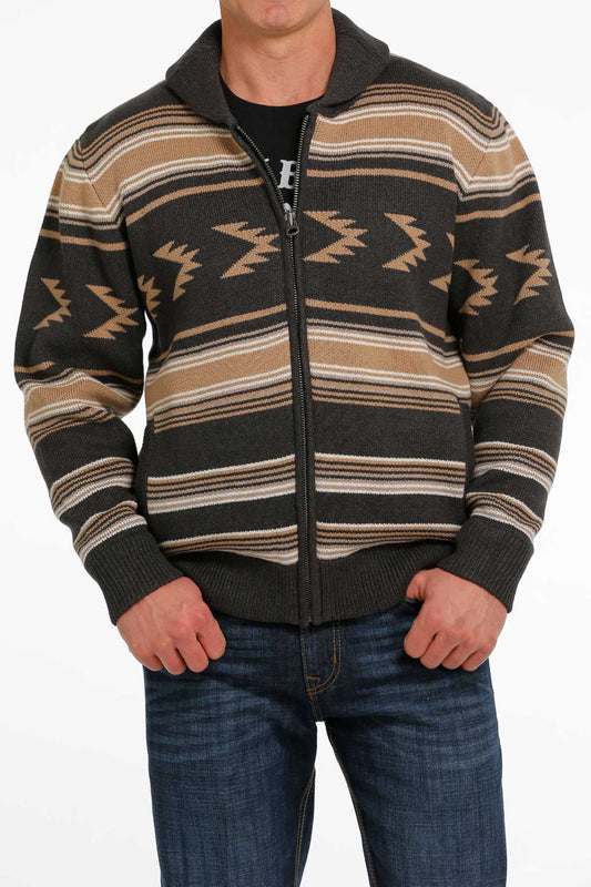 Cinch® Men's Lead Don't Follow Striped Charcoal Zip Front Western Jacket