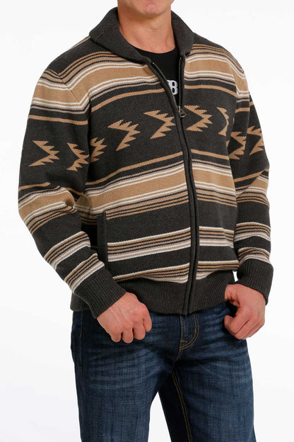 Cinch® Men's Lead Don't Follow Striped Charcoal Zip Front Western Jacket