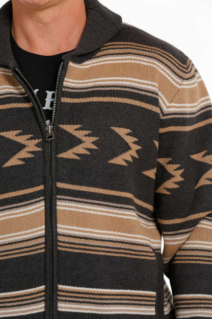 Cinch® Men's Lead Don't Follow Striped Charcoal Zip Front Western Jacket