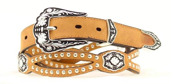 Nocona Women's Peek-A-Boo Studs Leather Belt