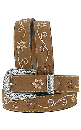 Nocona® Women's Floral Embroidery Apache Bay Leather Western Belt