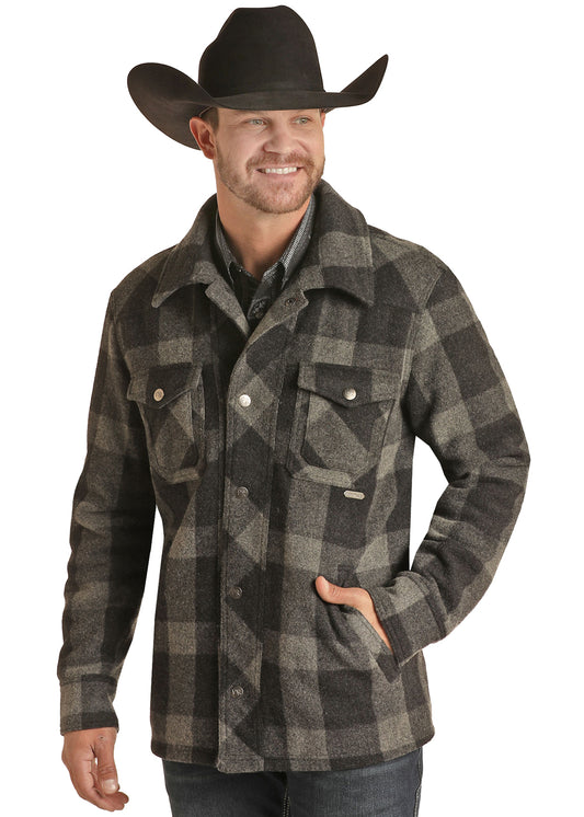 Panhandle Slim® Men's Wool Plaid Snap Front Commander Jacket