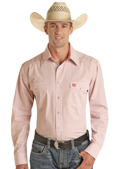 Panhandle Slim® Men's Peach Check Long Sleeve Snap Front Western Shirt