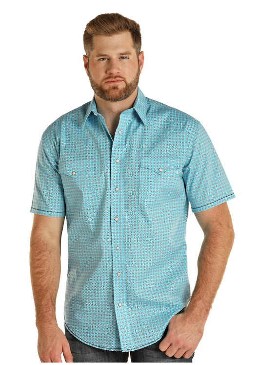 Panhandle Slim® Men's Diamond Geo Short Sleeve Snap Front Western Shirt