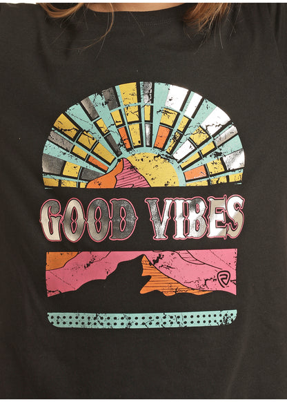 Panhandle Slim® Girl's Rock & Roll Good Vibes Long Sleeve Graphic T-Shirt