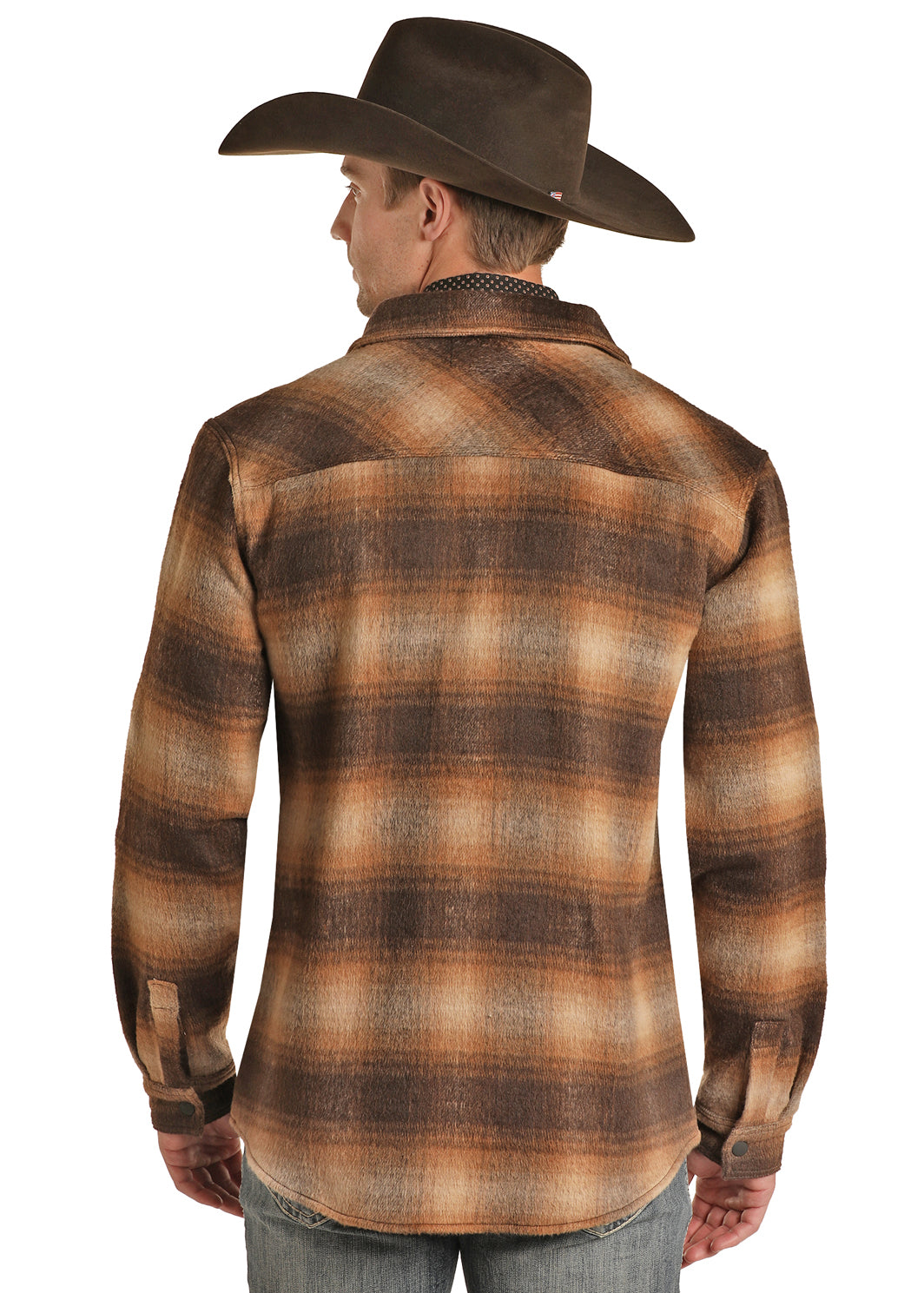 Panhandle Slim® Men's Rock & Roll Brown Plaid Snap Front Shirt Jacket