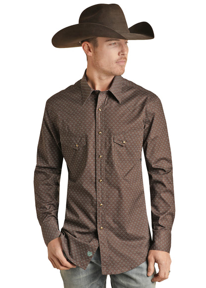 Panhandle Slim® Men's Geo Weave Long Sleeve Snap Front Western Shirt
