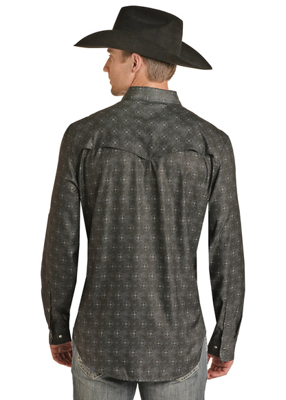 Panhandle Slim® Men's Rock & Roll Medallion Ripstop Long Sleeve Snap Front Western Shirt