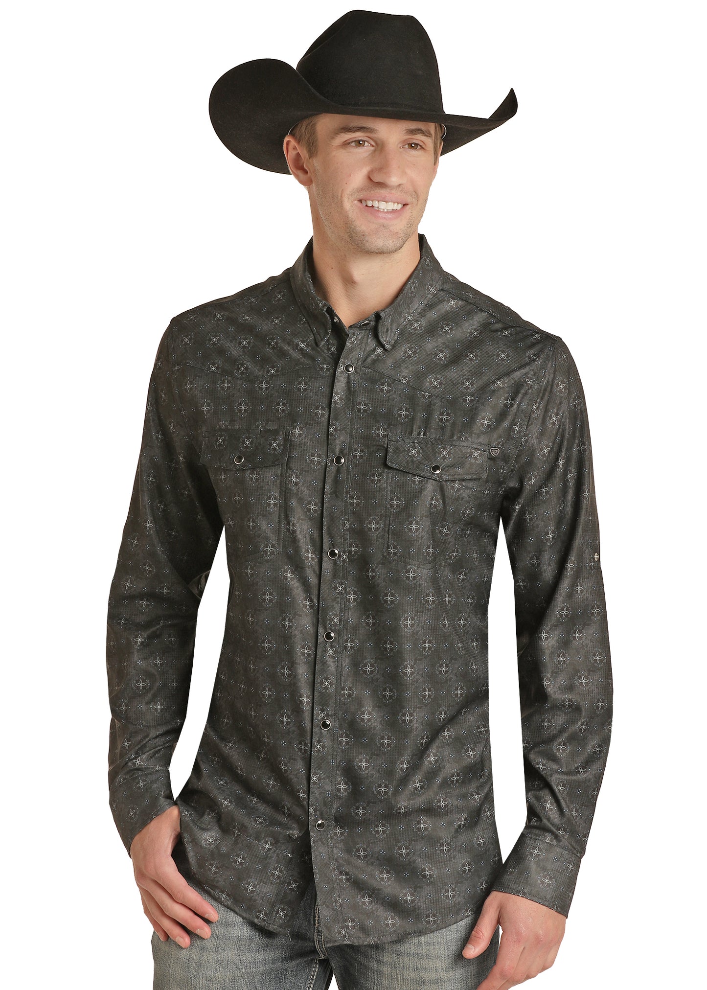 Panhandle Slim® Men's Rock & Roll Medallion Ripstop Long Sleeve Snap Front Western Shirt