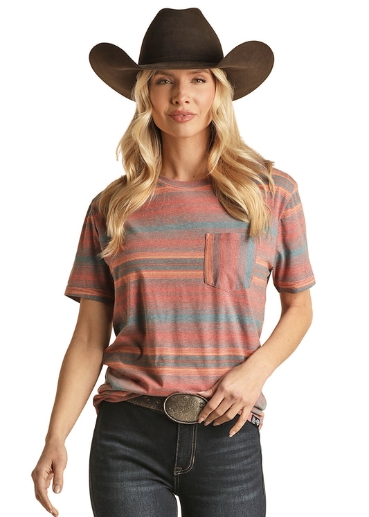 Panhandle Slim® Women's Pastel Stripe Short Sleeve Tee-Shirt