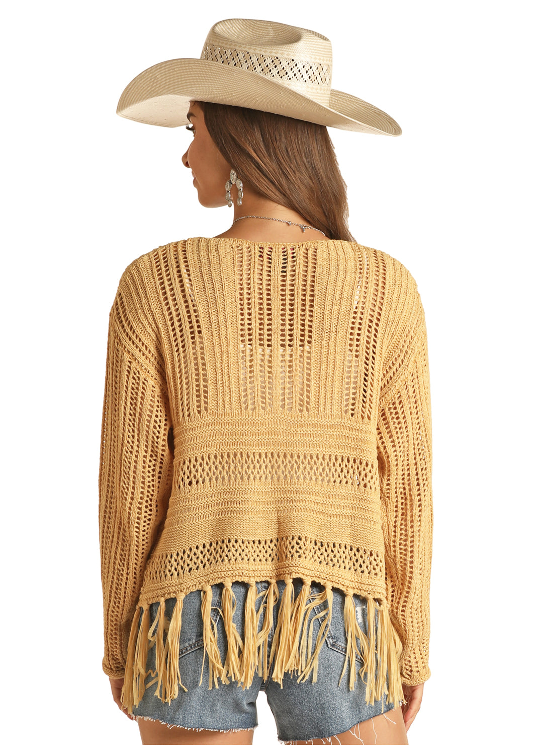 rielle riche Fringe Knit Cardigan yellowフリンジニットカーディガン 