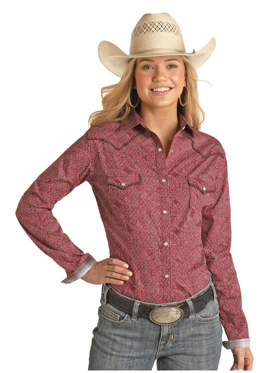 Panhandle Slim® Women's Paisley Rock N Roll Long Sleeve Snap Front Western Shirt