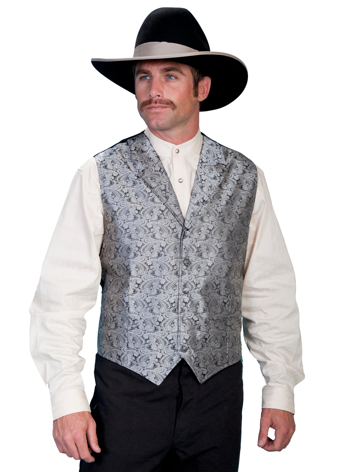 Scully® Men's Classic Silver Paisley Button Front Western Vest