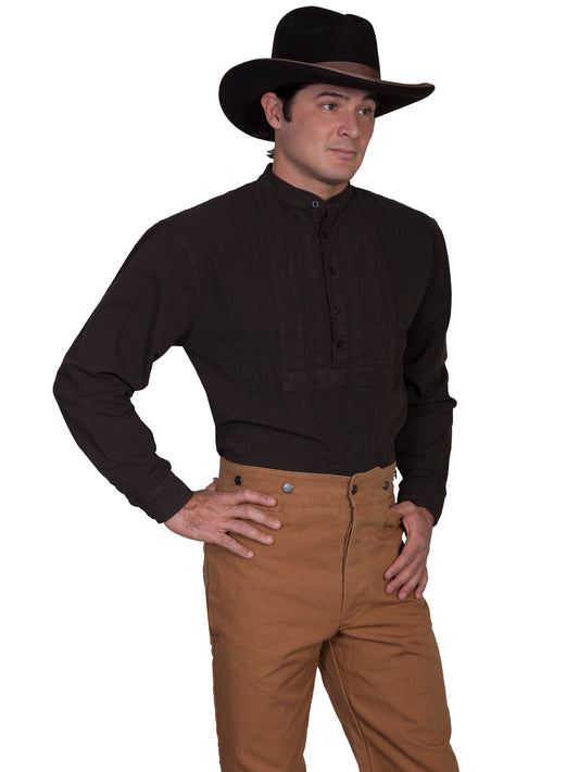 Scully® Men's Pleated Bib Band Collar Long Sleeve Pullover Style Old West Shirt