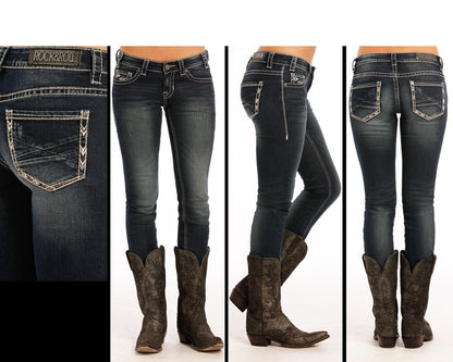 Panhandle Slim® Women's Dark Wash Rock N Roll Aztec Low Rise Denim Jeans