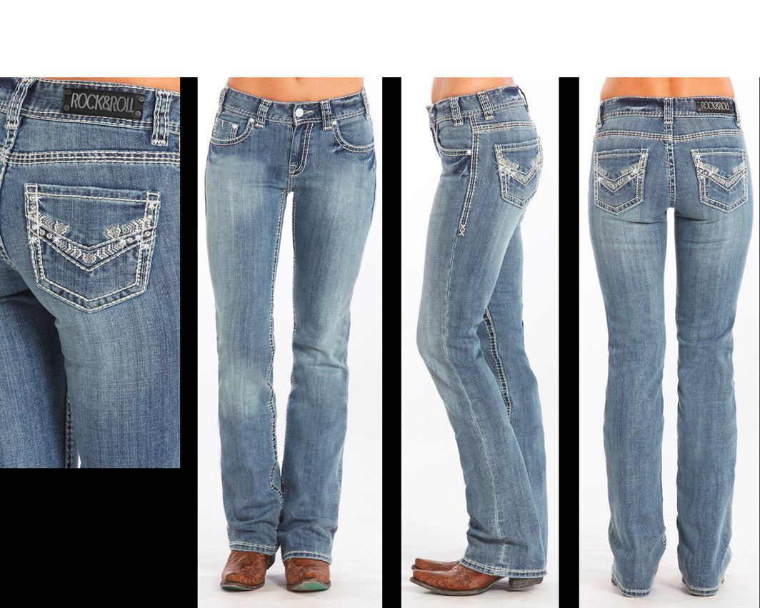 Panhandle Slim® Women's Rhinestone & Embroidery Mid Rise Denim Jeans