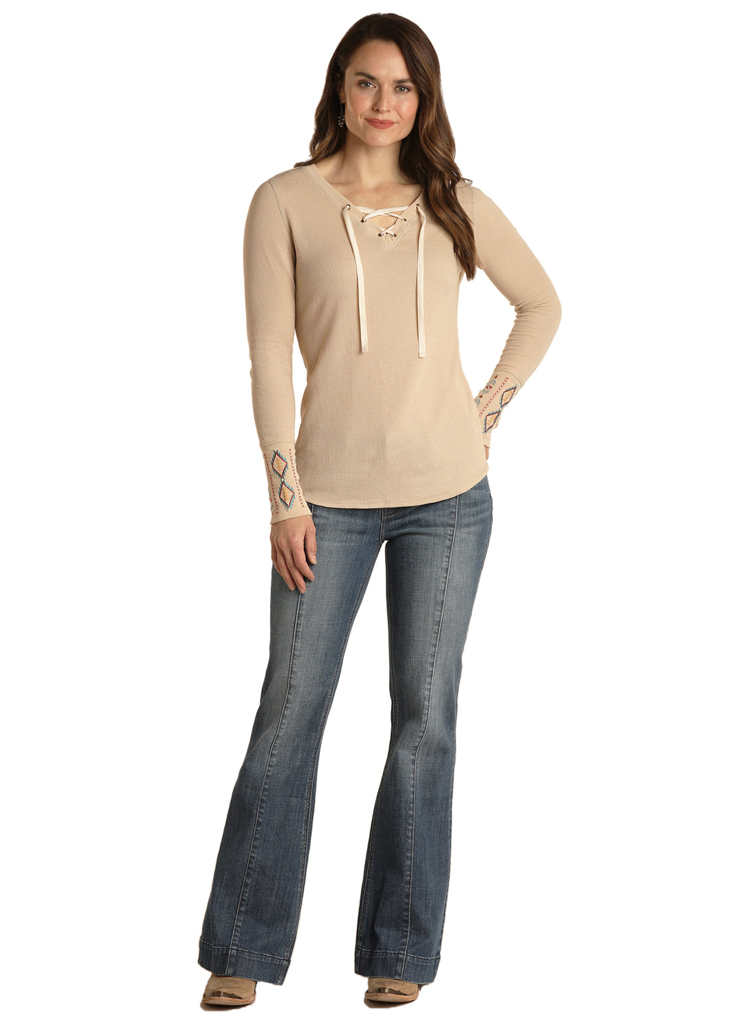 Panhandle Slim® Women's Laced Neck Long Sleeve Thermal Top