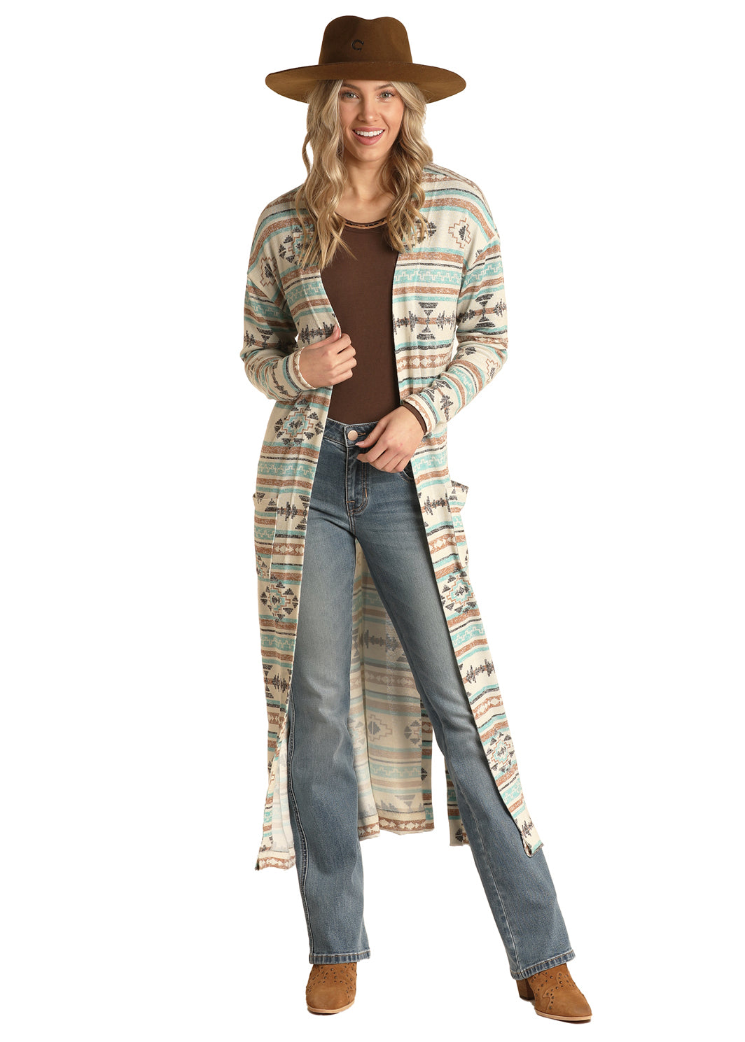 Panhandle Slim® Women's Southwest Print Long Sleeve Sweater Duster