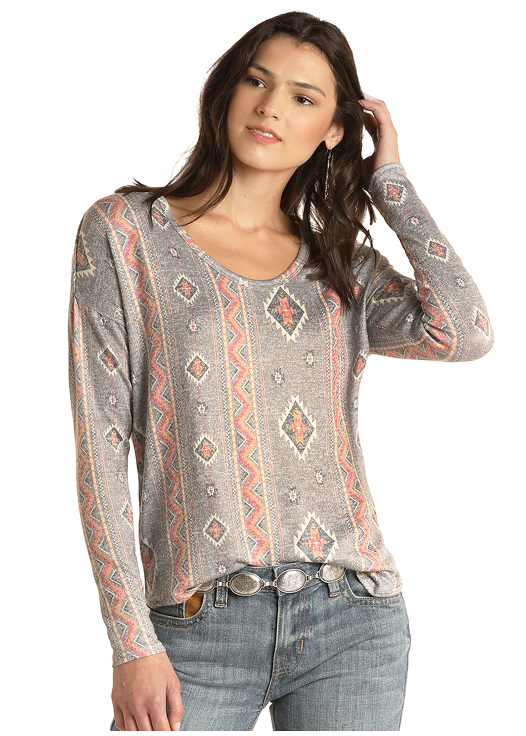 Panhandle Slim® Women's Aztec Print Long Sleeve Sweater