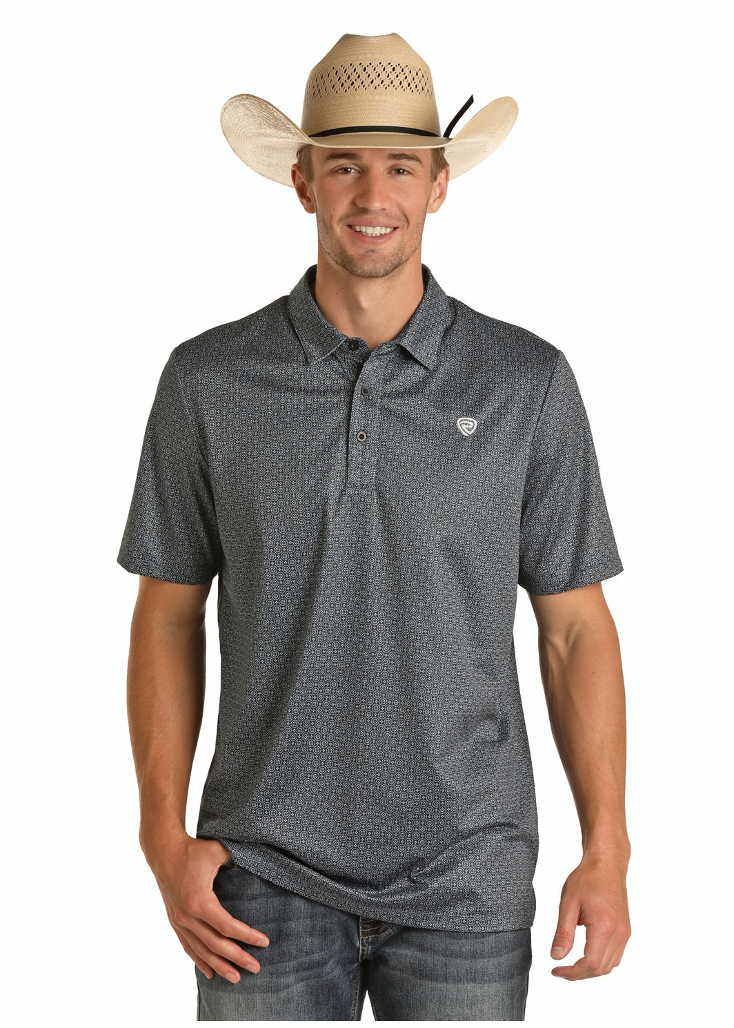 Panhandle Slim® Men's Geometric Short Sleeve Polo Shirt
