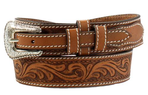 Ariat® Men's 1.5" Brown Leather Floral Tooled Ranger Belt