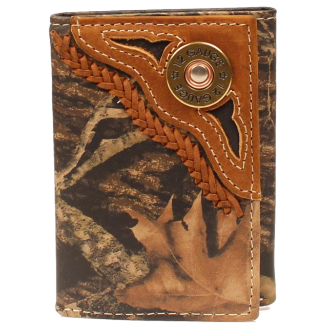 Nocona® Mens 12 Gauge Mossy Oak Tri-Fold Leather Wallet