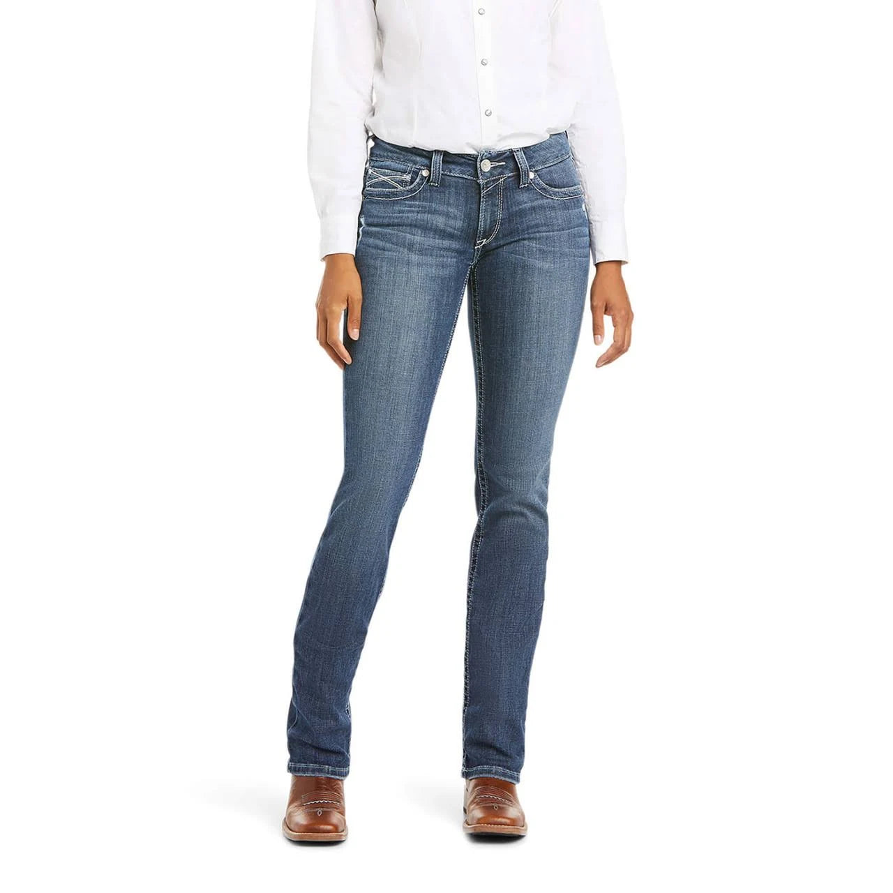 Ariat® Women's REAL Mid Rise Arrow Gianna Straight Denim Jeans